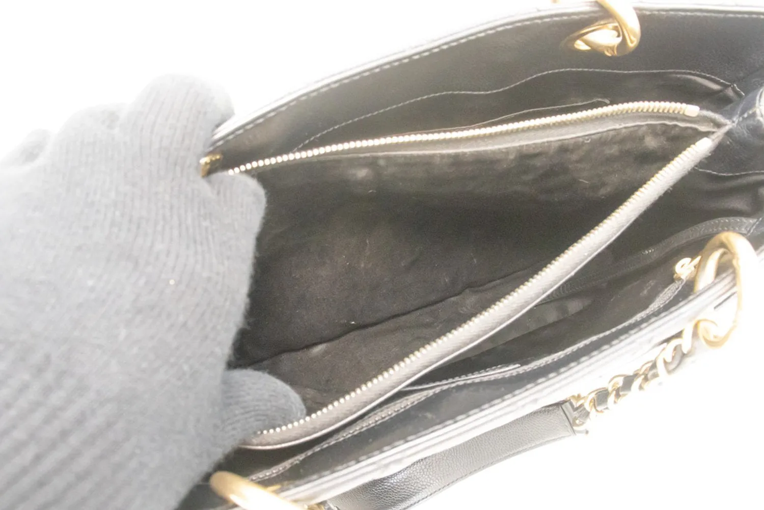 CHANEL Caviar GST 13" Grand Shopping Tote Chain Shoulder Bag Black n40