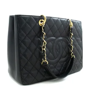 CHANEL Caviar GST 13" Grand Shopping Tote Chain Shoulder Bag Black n40
