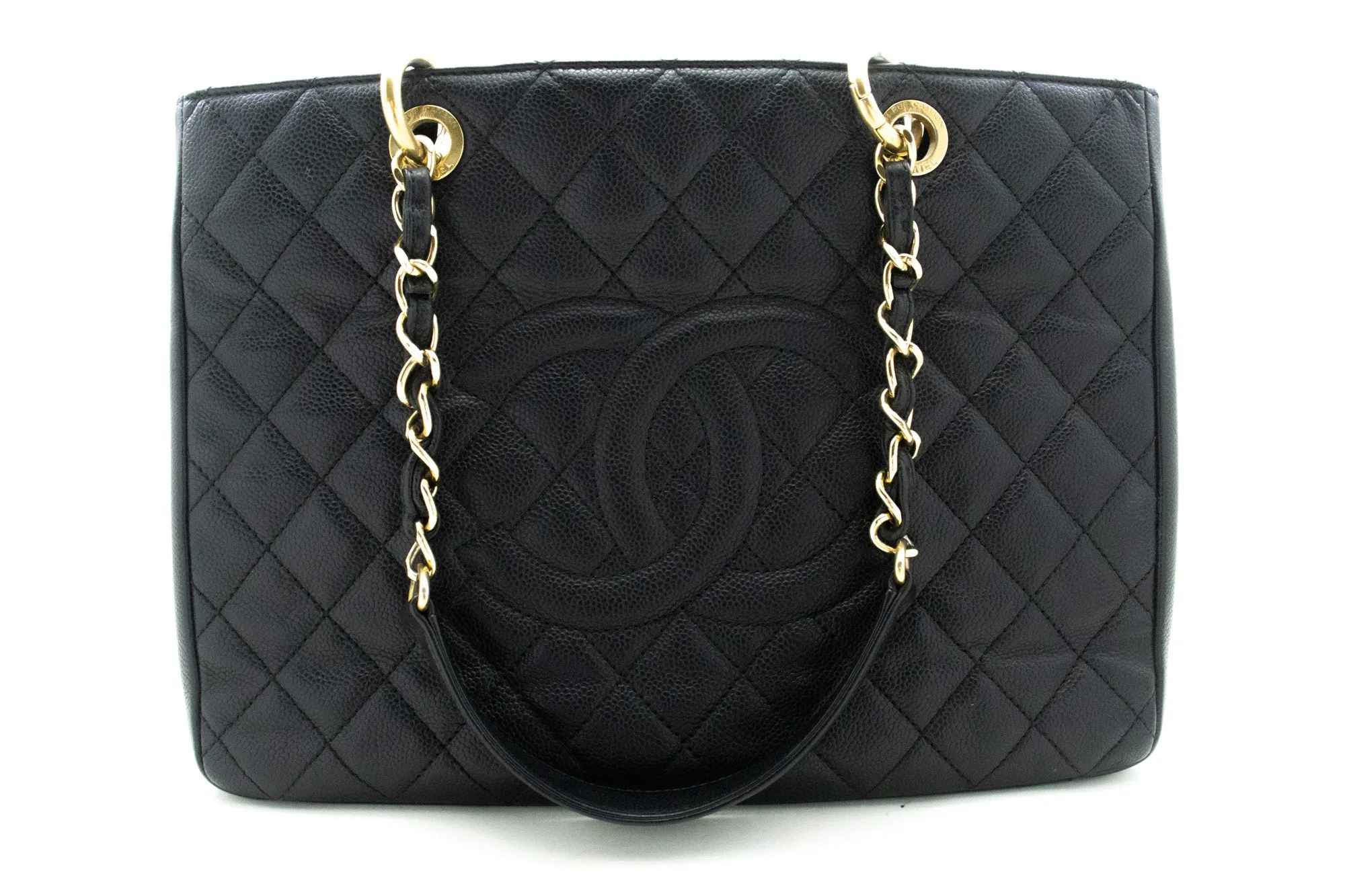 CHANEL Caviar GST 13" Grand Shopping Tote Chain Shoulder Bag Black n40
