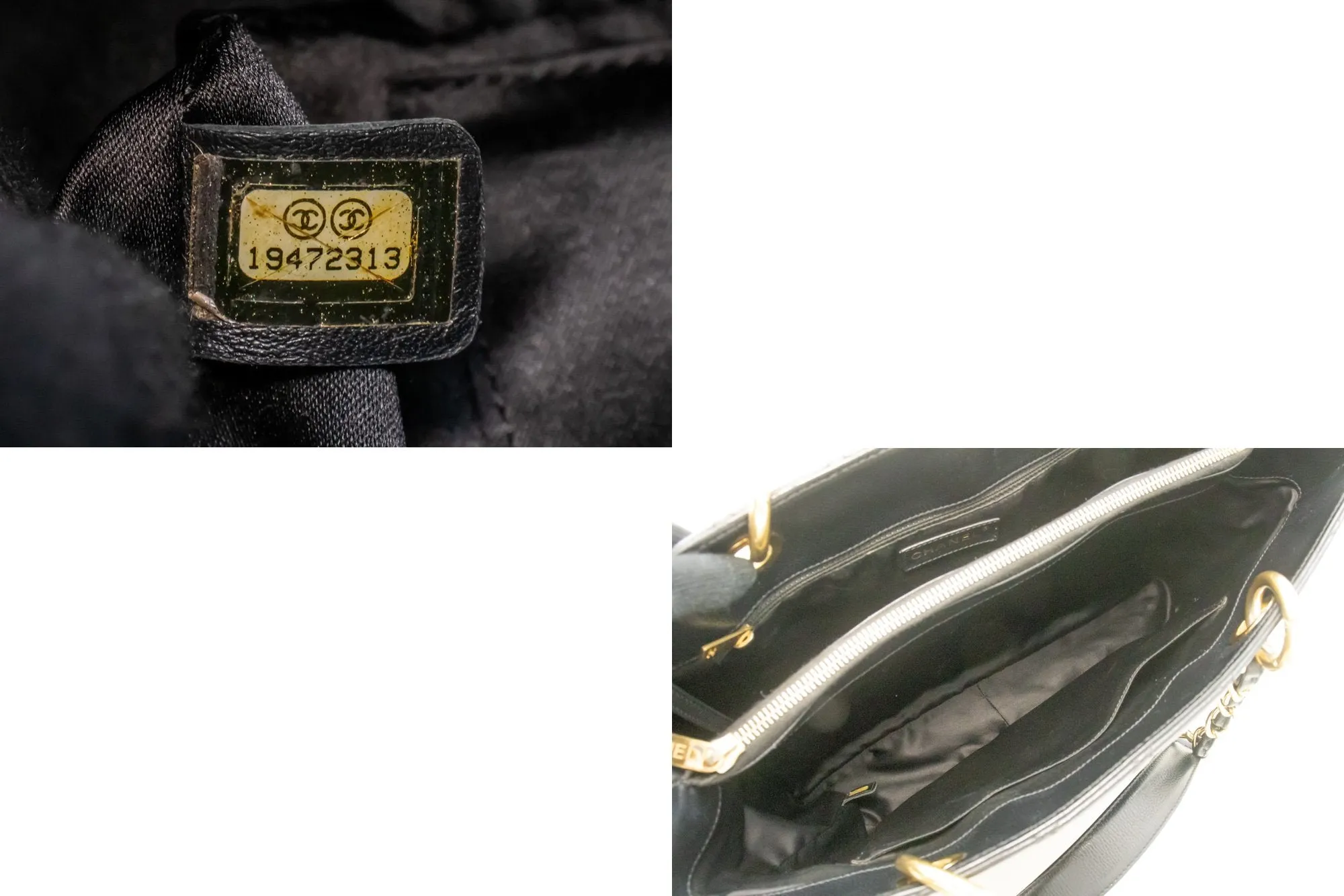 CHANEL Caviar GST 13" Grand Shopping Tote Chain Shoulder Bag Black n40
