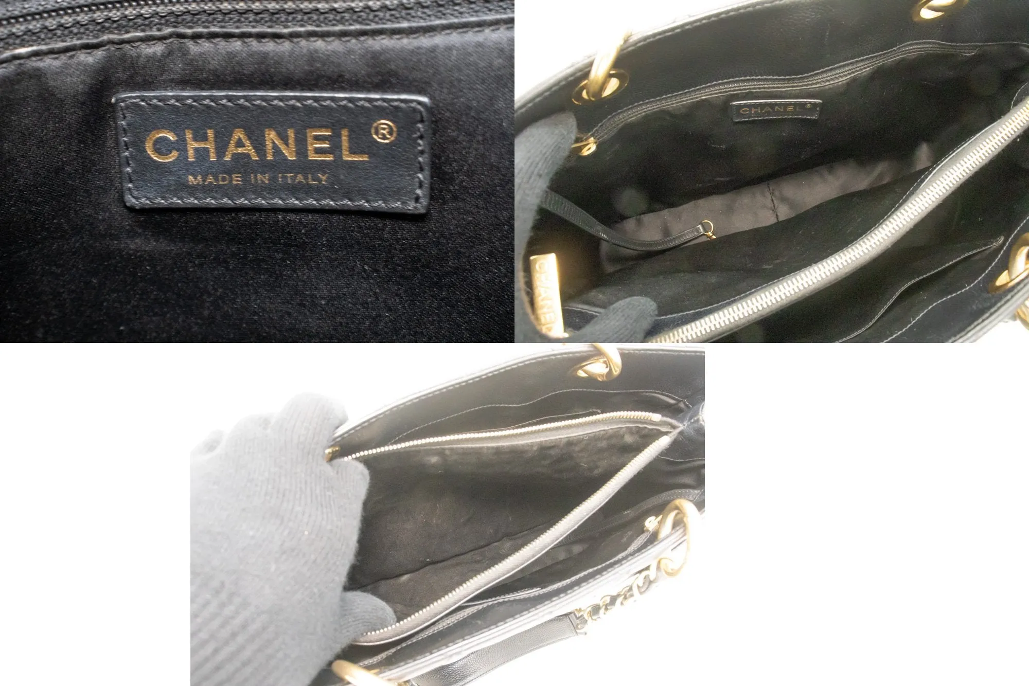 CHANEL Caviar GST 13" Grand Shopping Tote Chain Shoulder Bag Black n40