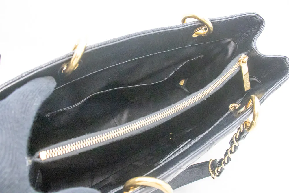 CHANEL Caviar GST 13" Grand Shopping Tote Chain Shoulder Bag Black n83