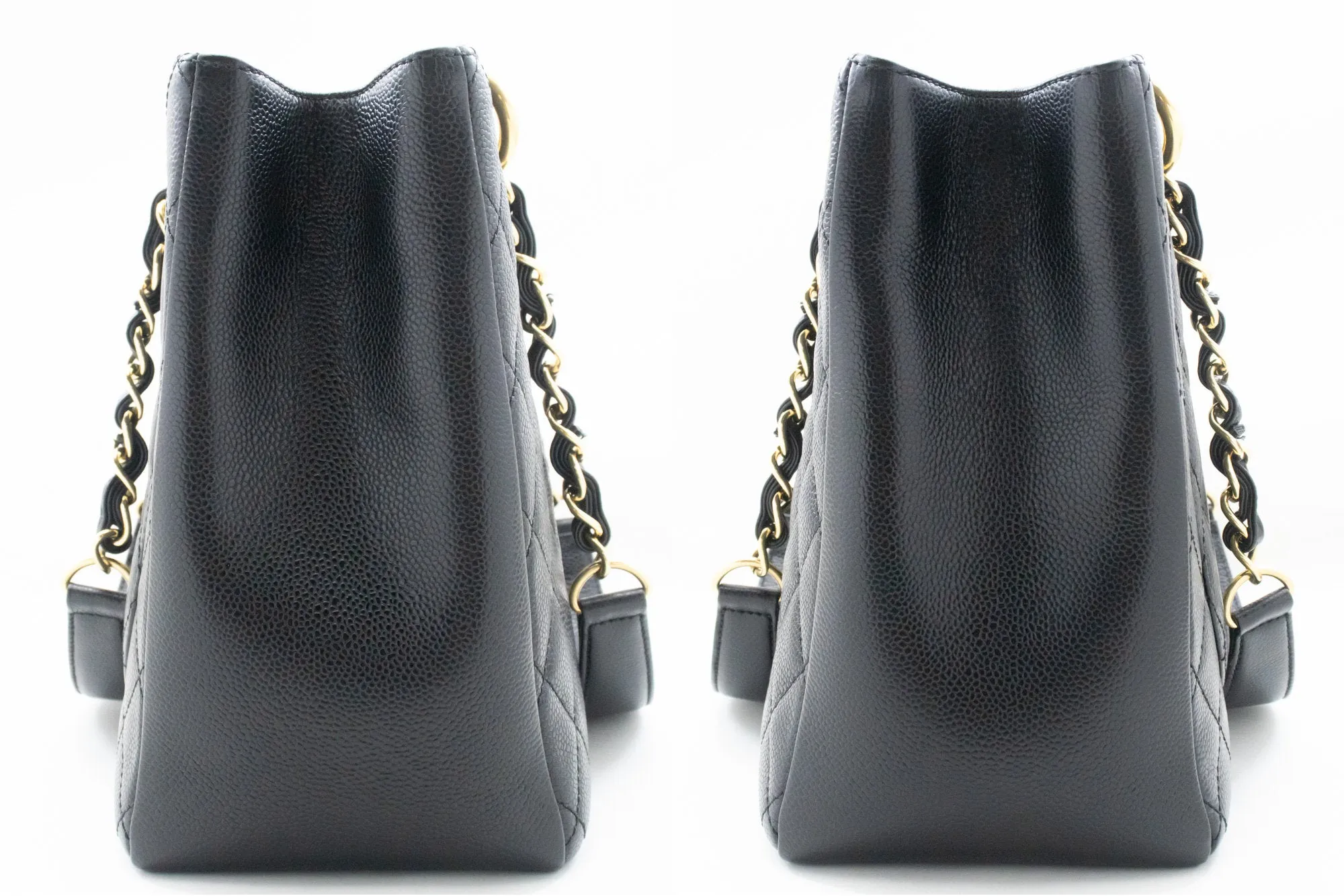 CHANEL Caviar GST 13" Grand Shopping Tote Chain Shoulder Bag Black n83