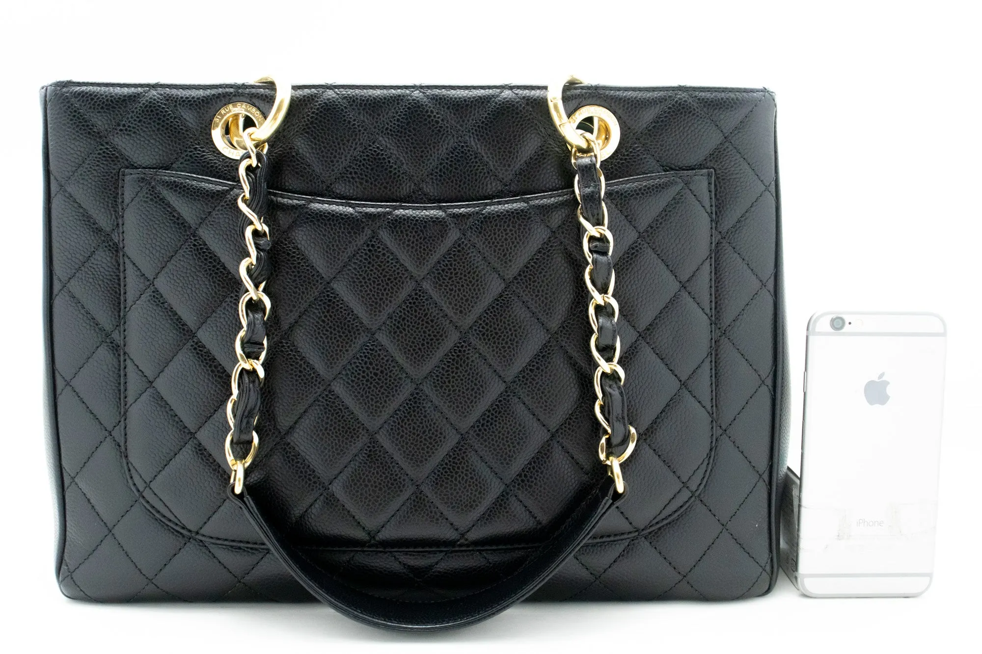 CHANEL Caviar GST 13" Grand Shopping Tote Chain Shoulder Bag Black n83