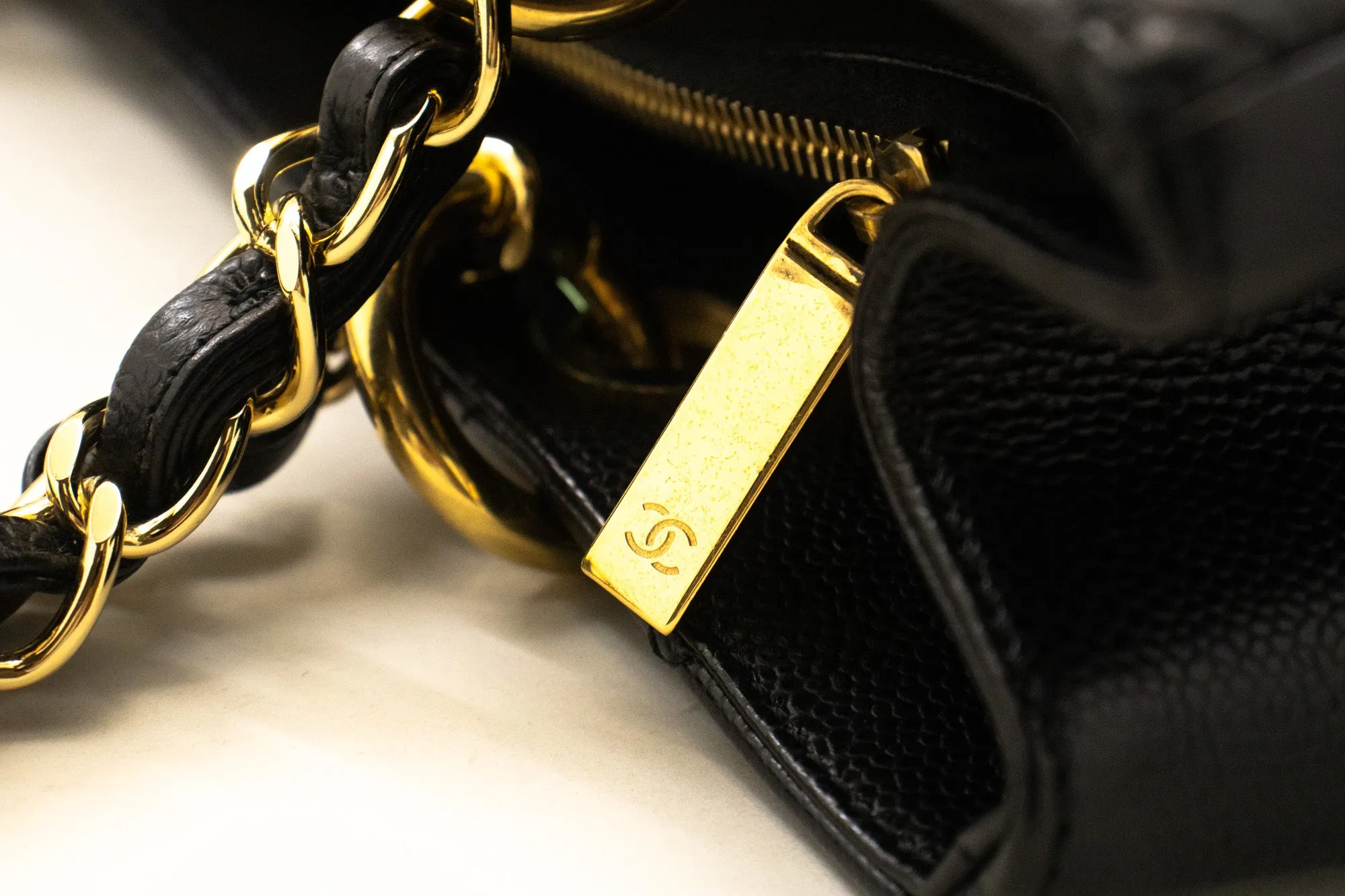 CHANEL Caviar GST 13" Grand Shopping Tote Chain Shoulder Bag Black n83