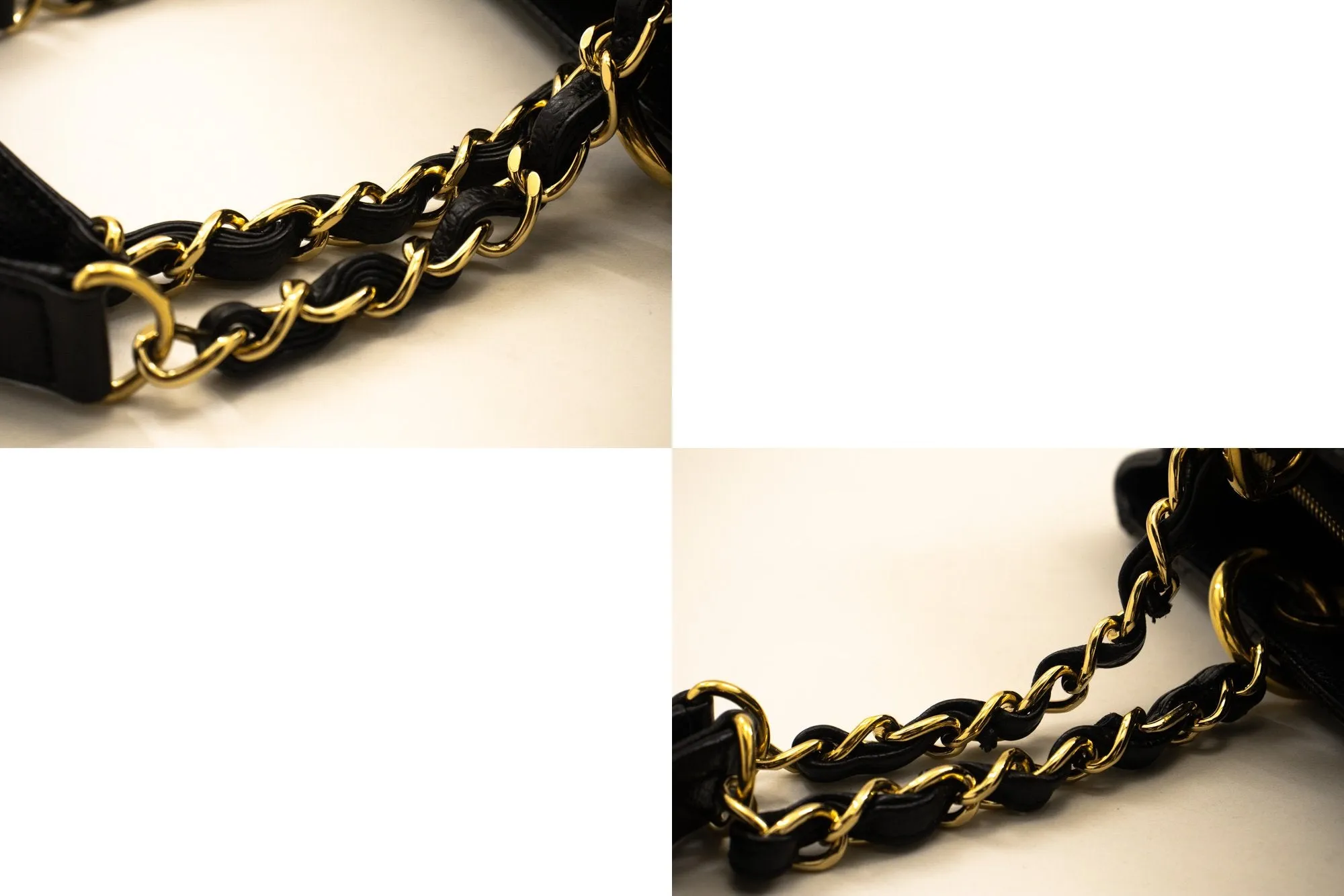CHANEL Caviar GST 13" Grand Shopping Tote Chain Shoulder Bag Black n83