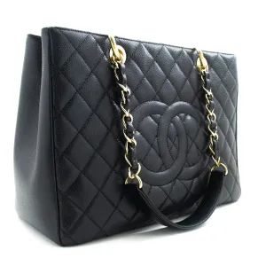 CHANEL Caviar GST 13" Grand Shopping Tote Chain Shoulder Bag Black n83