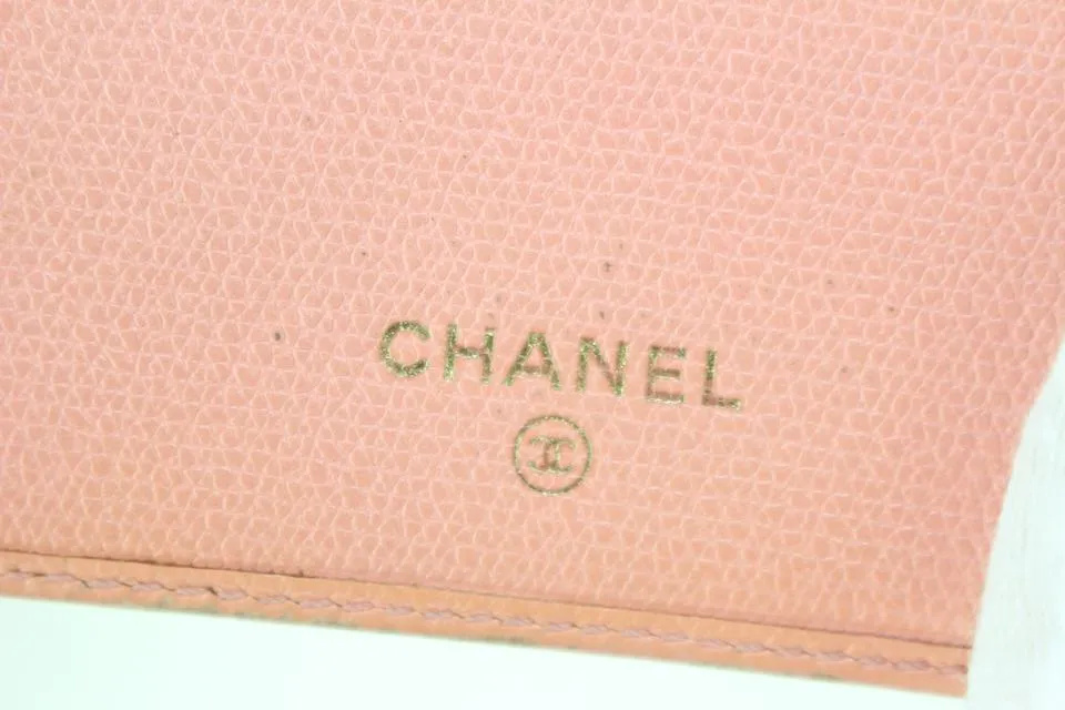 Chanel Caviar Pink Button Line Compact Bifold Wallet 857005