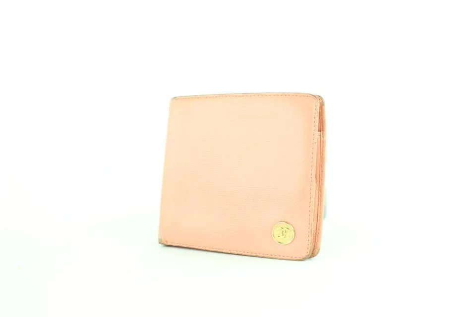 Chanel Caviar Pink Button Line Compact Bifold Wallet 857005