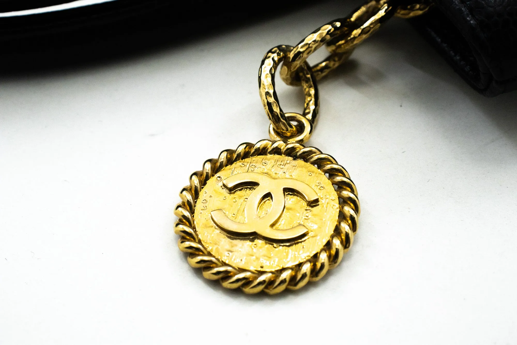 CHANEL Gold Medallion Caviar Shoulder Bag Grand Shopping Tote Bk n47