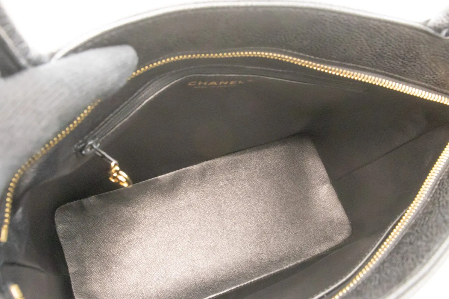 CHANEL Gold Medallion Caviar Shoulder Bag Grand Shopping Tote Bk n47