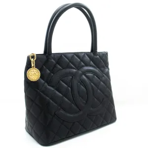 CHANEL Gold Medallion Caviar Shoulder Bag Grand Shopping Tote L79
