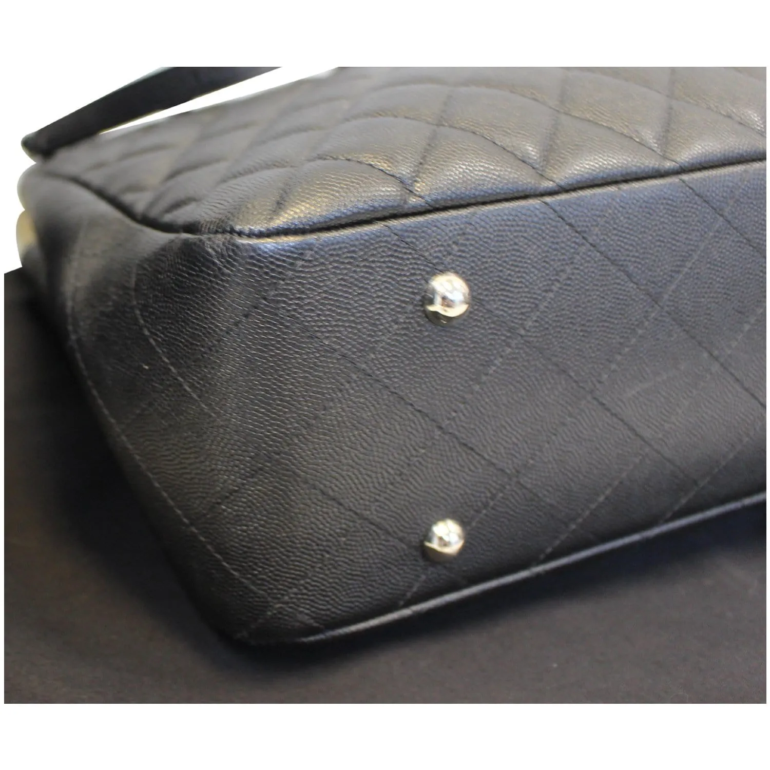 CHANEL Large Classic Caviar Leather Tote Shoulder Bag Black