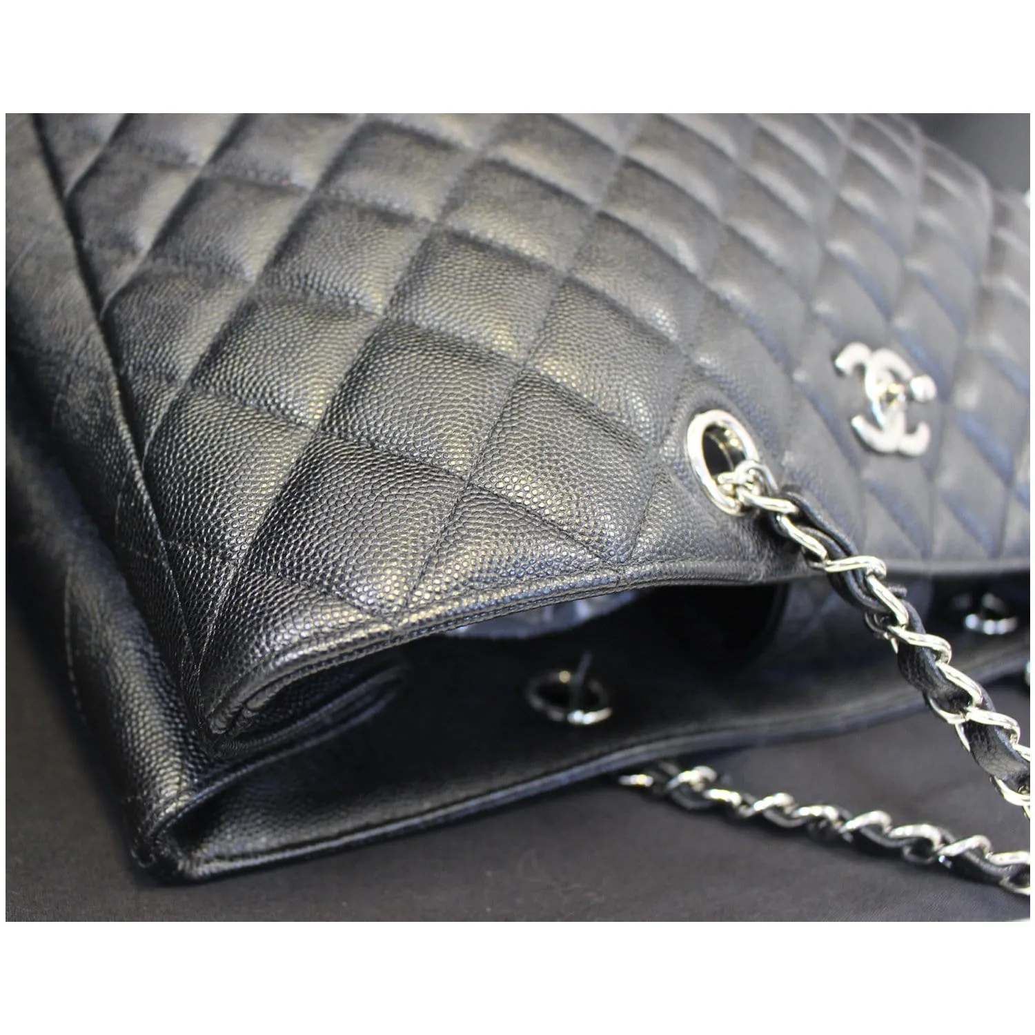 CHANEL Large Classic Caviar Leather Tote Shoulder Bag Black