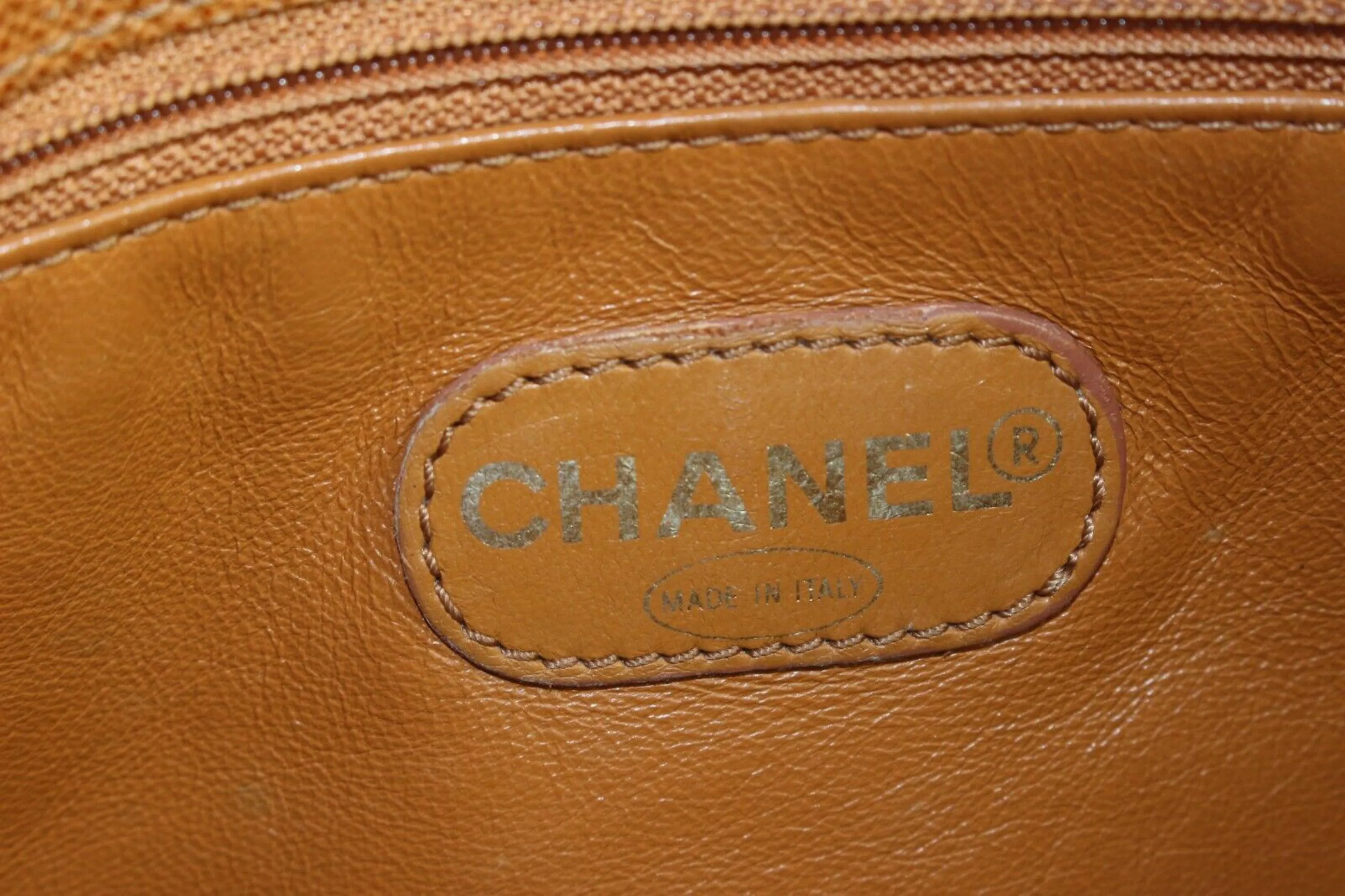 Chanel Sesame Brown Tan Caviar Leather Shoulder Bag Tote 1C0502
