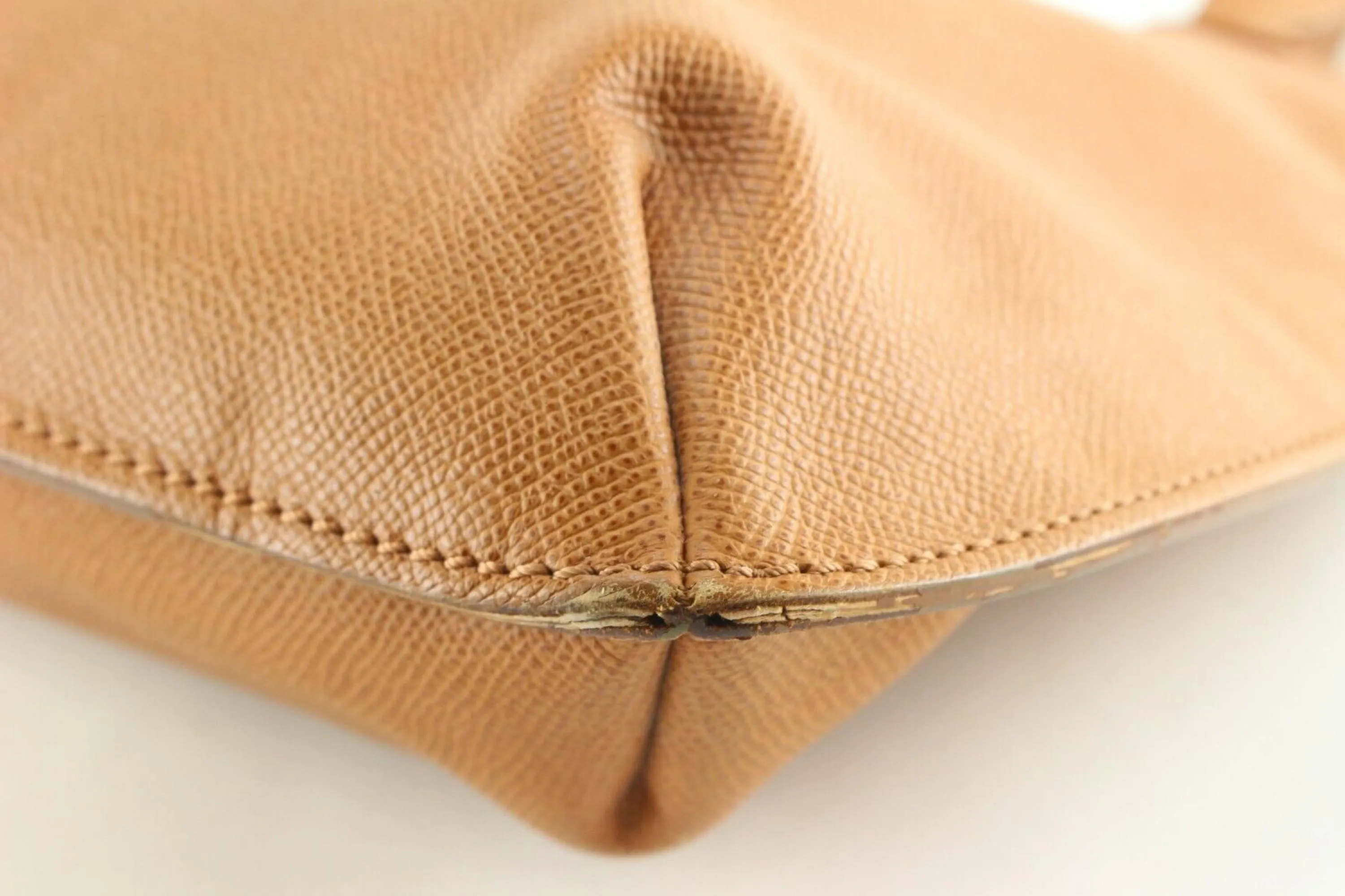 Chanel Sesame Brown Tan Caviar Leather Shoulder Bag Tote 1C0502