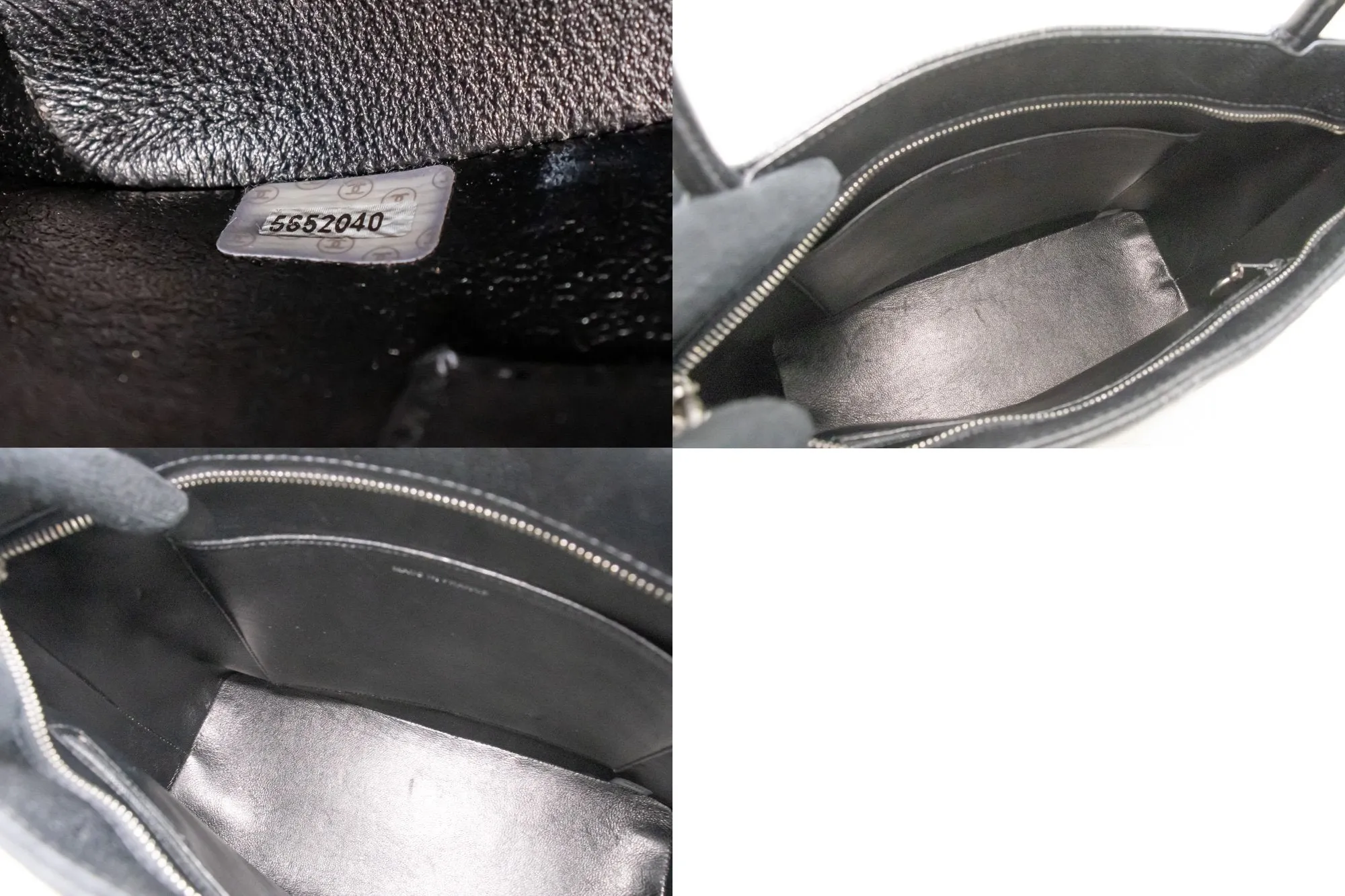 CHANEL Silver Medallion Caviar Shoulder Bag Shopping Tote Black SV n42