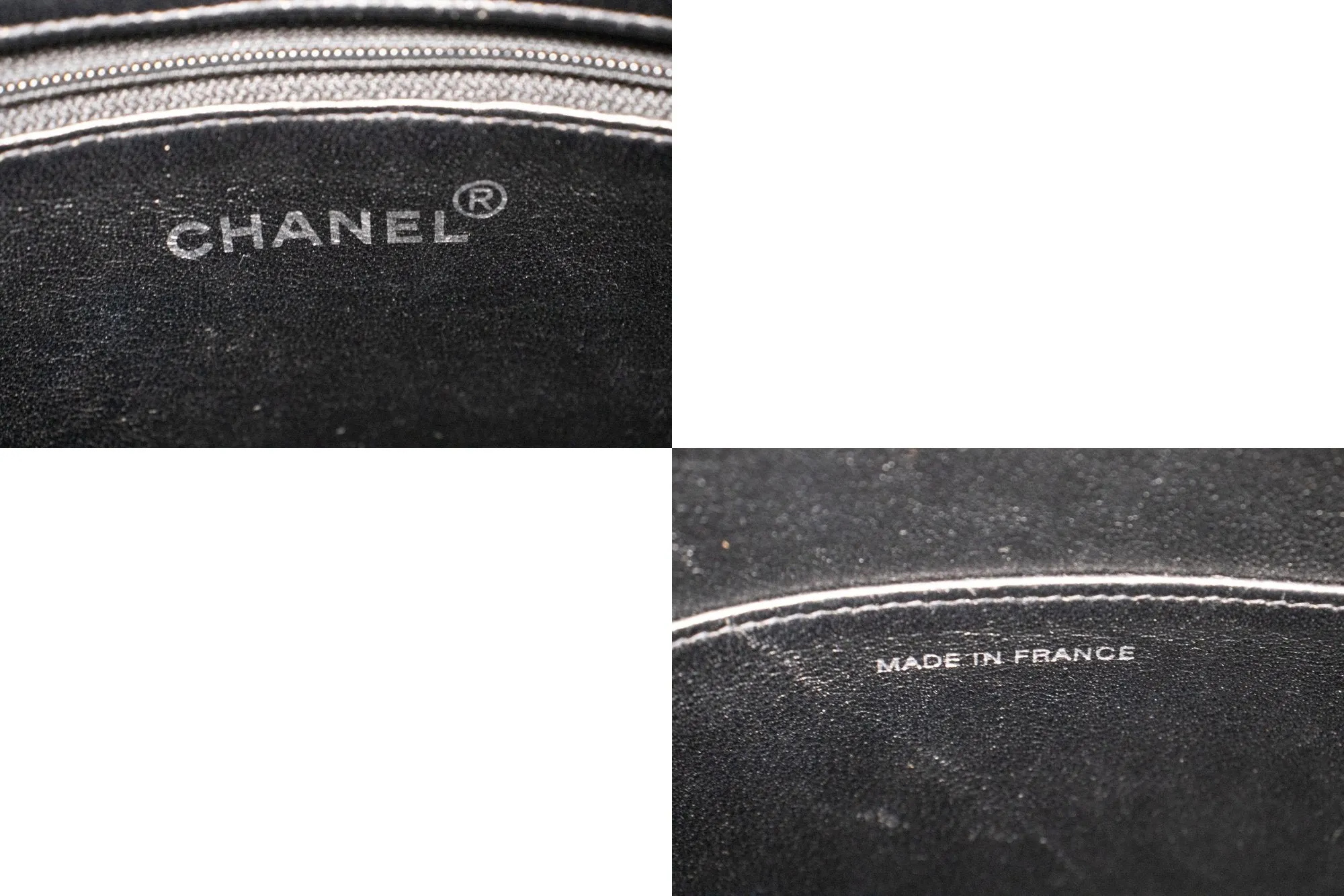 CHANEL Silver Medallion Caviar Shoulder Bag Shopping Tote Black SV n42