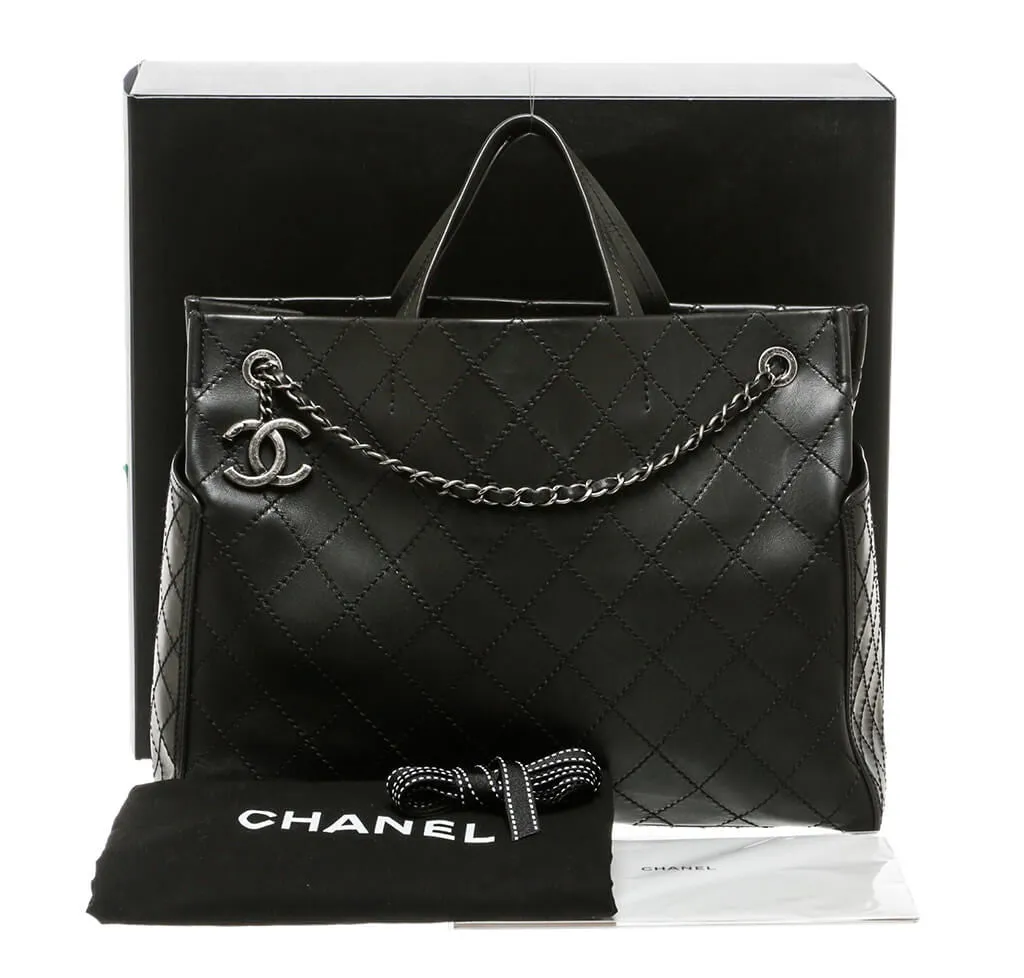 Chanel Small Shopping Tote Bag Black SHW
