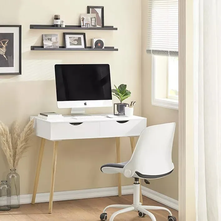 Children's Scandi-Design Homework Computer Desk | 2 Drawers | Natural & White | 6 Years 