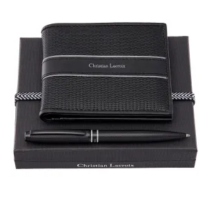 CHRISTIAN LACROIX LPBW419A - Set Caprio black (Card wallet & Ballpoint pen)