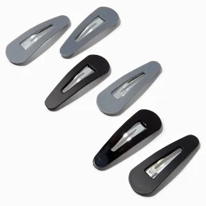 Claire's Matte  & Grey Snap Hair Clips - 6 Pack | Black