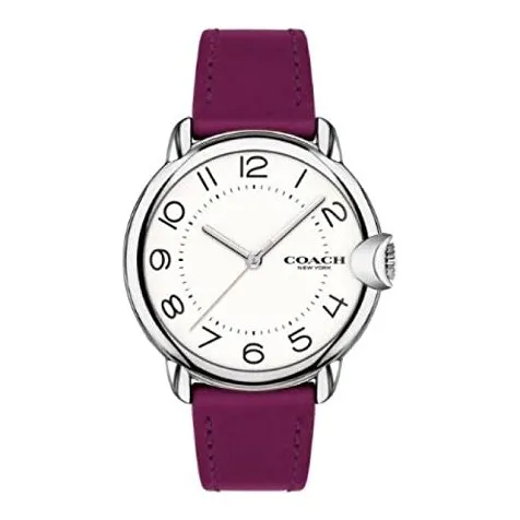 Coach 14503610 Arden White Dial Purple Leather Strap Women's 36mm Watch