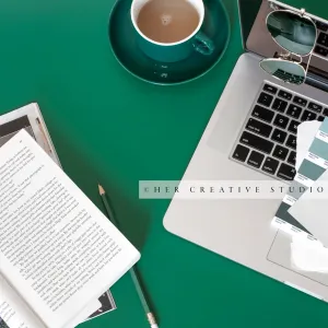 Coffee and Laptop, Styled Stock Image