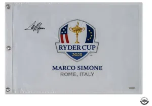 Collin Morikawa Autographed 2023 Ryder Cup Championship Pin Flag UDA