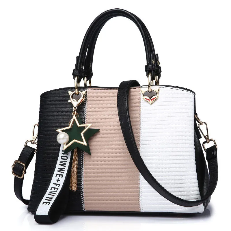 Color Matching Female Bag Portable Three Compartment Dual-use Crossbody Middle-aged Bag