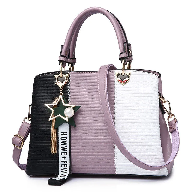 Color Matching Female Bag Portable Three Compartment Dual-use Crossbody Middle-aged Bag