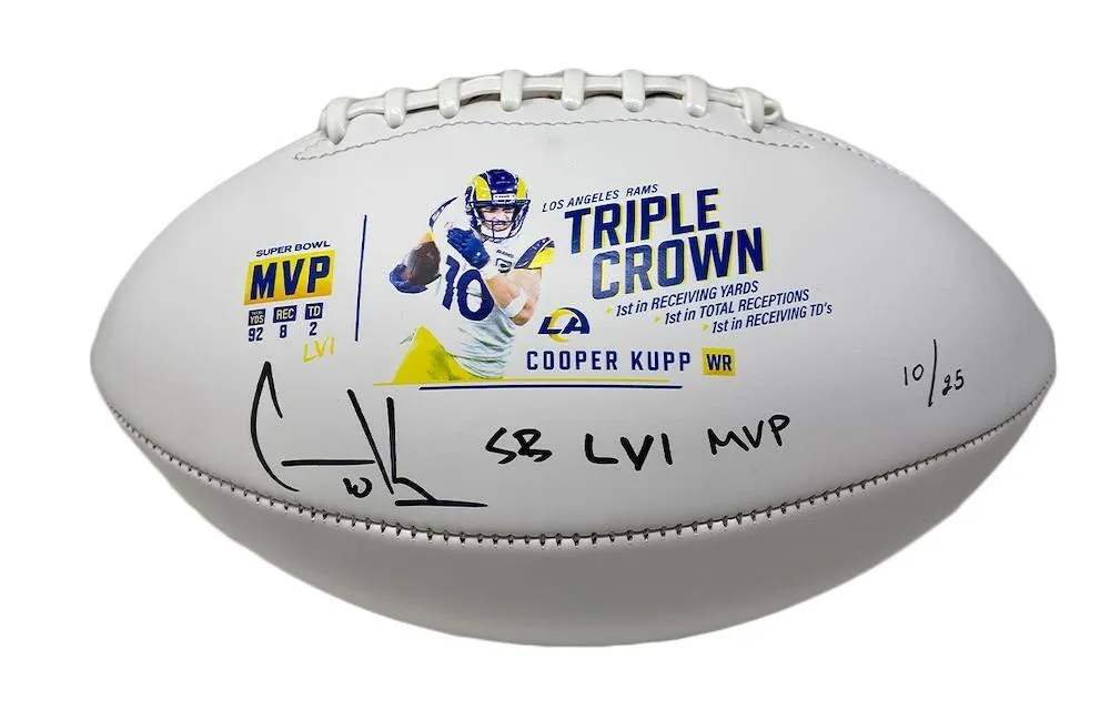 COOPER KUPP Autographed SB LVI MVP Rams Triple Crown Football FANATICS LE 10/25