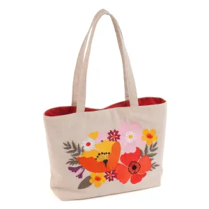 Craft Bag Shoulder Tote | Hobby Gift | Embroidered Wildflowers