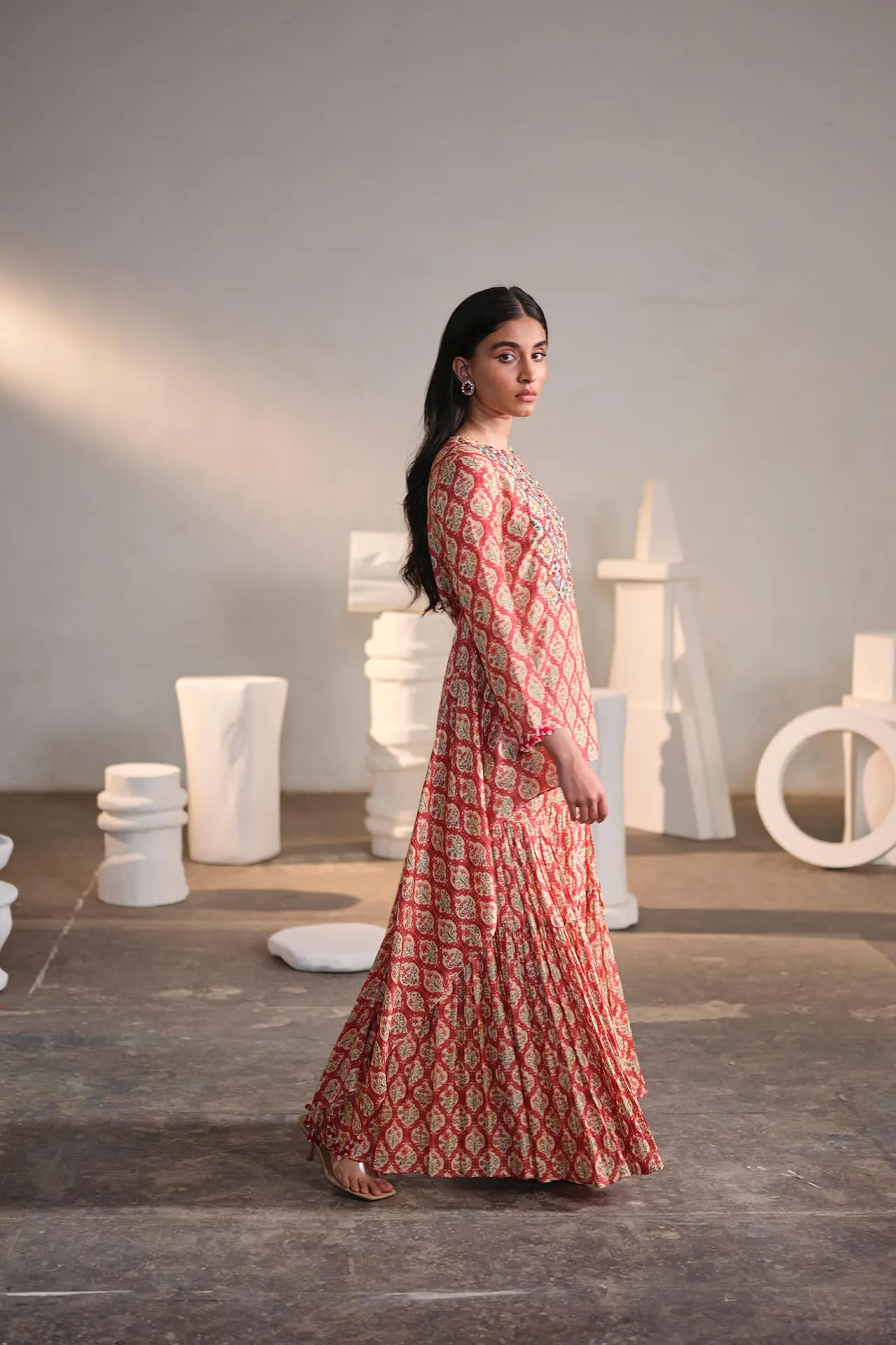 Cream Rose Sharara Set