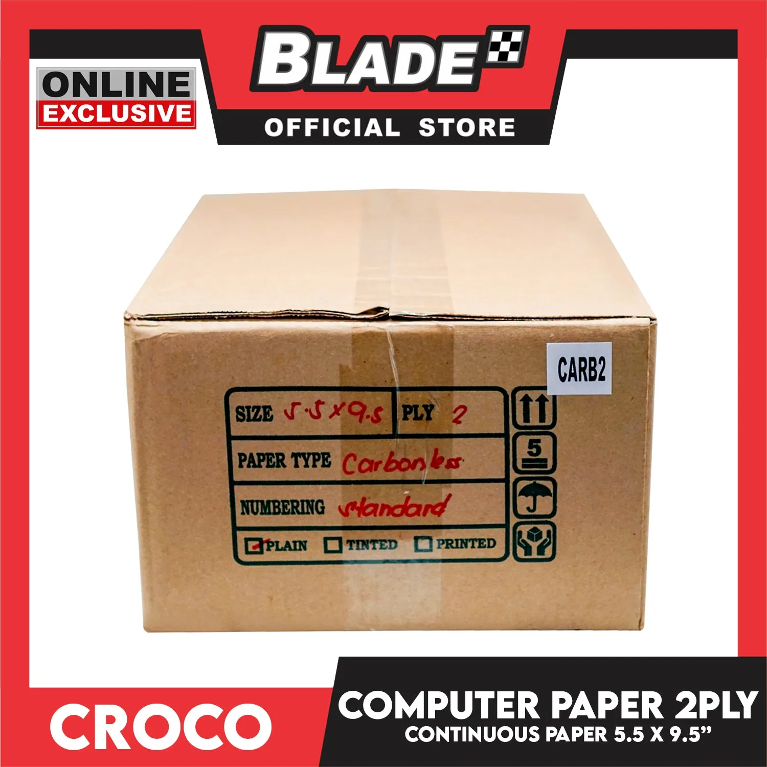 Croco Computer Forms 5.5 x 9 1/2'' (2PLY) 1Box Continuous Computer Paper Carbonless Double Ply 1000 Sheets