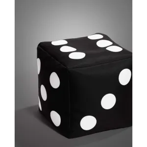 Cube Dice Bean Bag Pouf Black Modern Contemporary Polyester