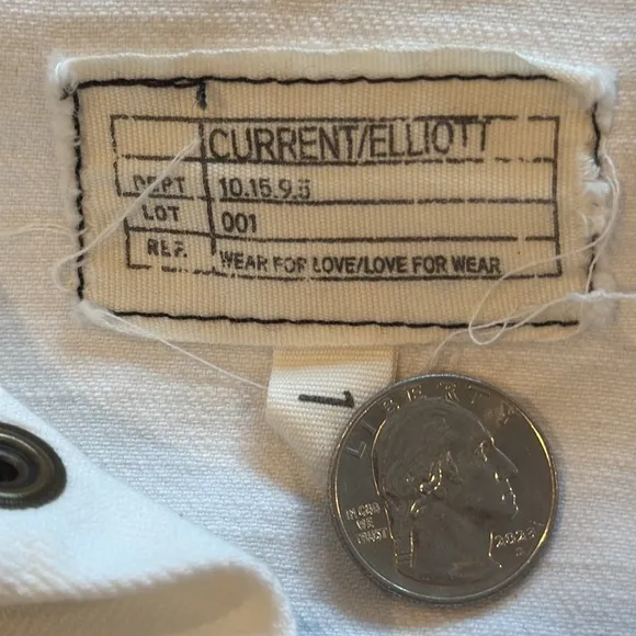 Current Elliot White Denim Button Front Jean Jacket Size Small