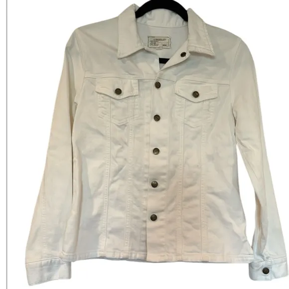 Current Elliot White Denim Button Front Jean Jacket Size Small