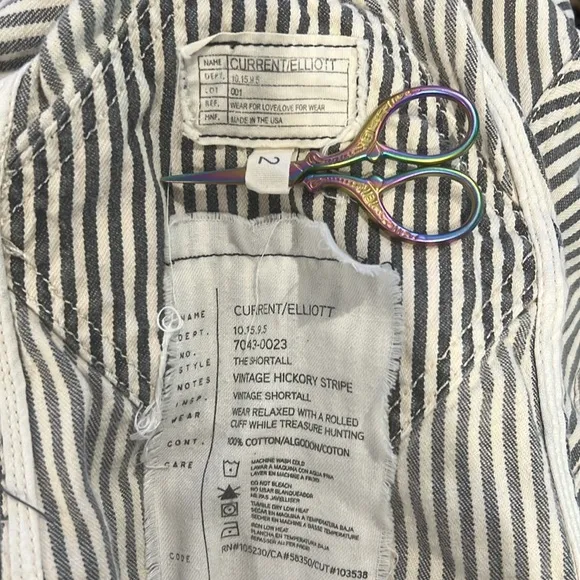 Current/Elliott Railroad Ticking Stripe Denim Shortalls