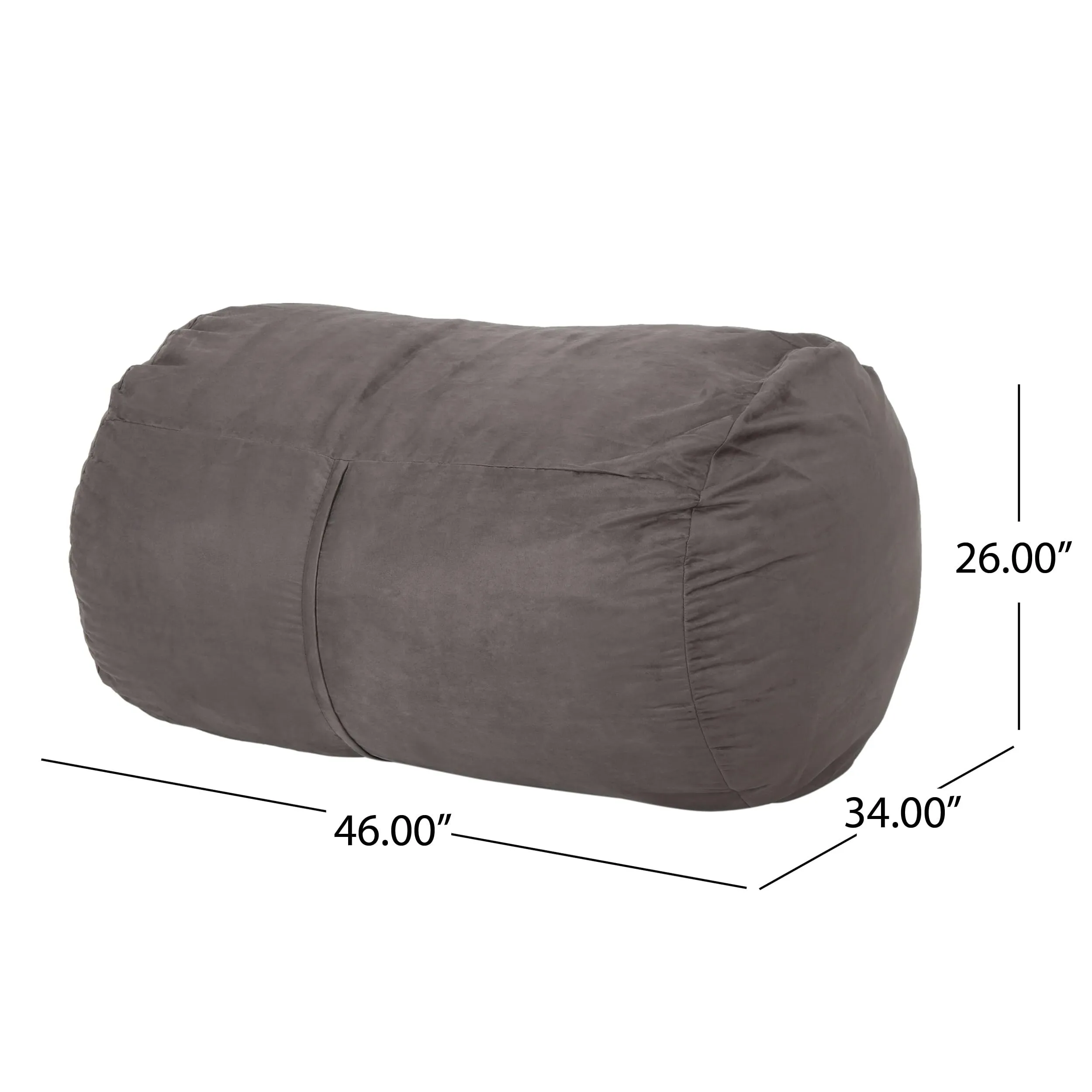 Cylindrical Suede Bean Bag with Polyester Softness and Comfort Tan