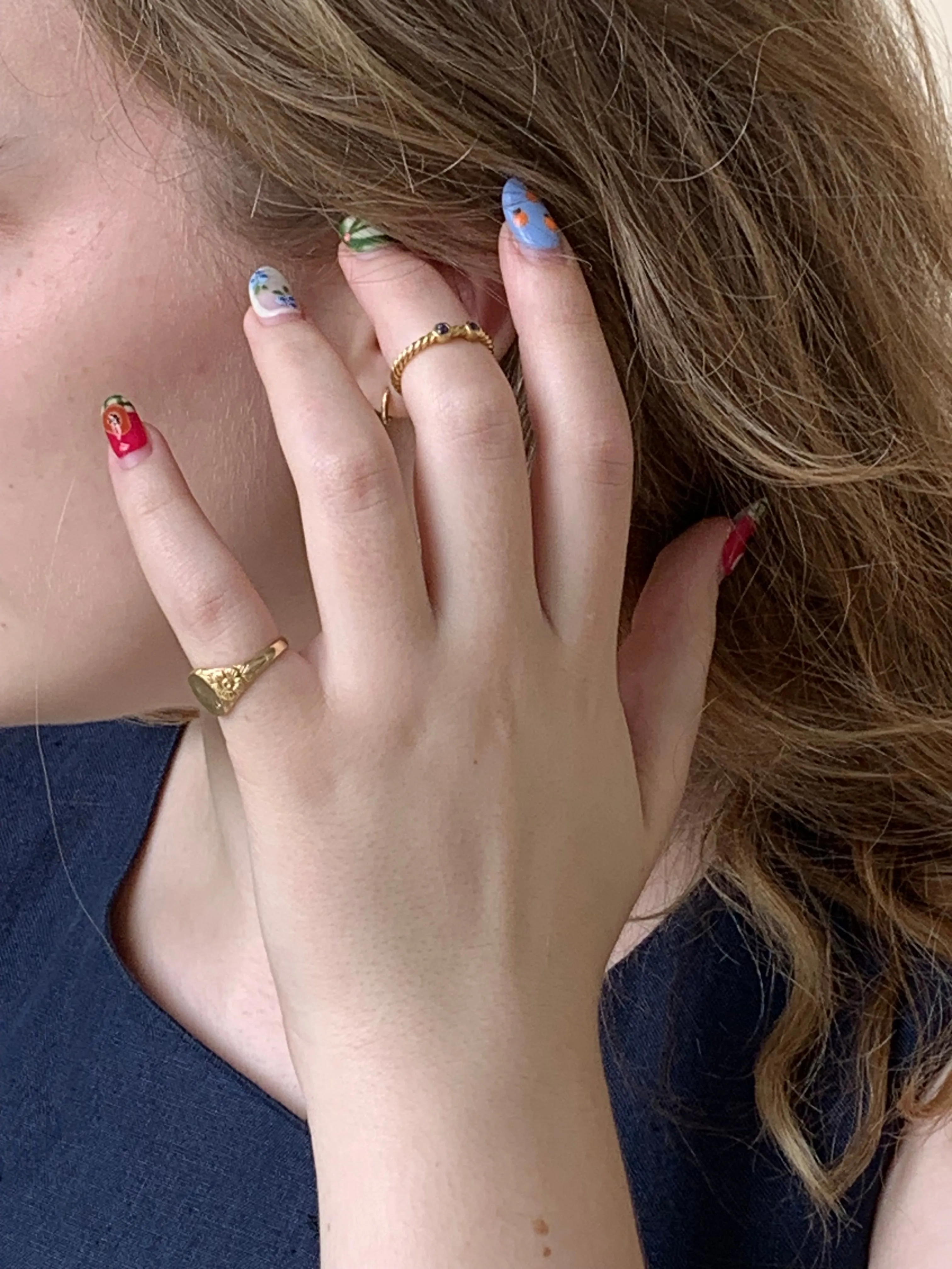 David Yurman gold stack ring with sapphires