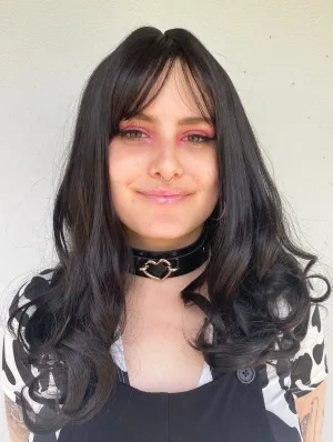 Deluxe Dark Brown Mid Length Curly Wig