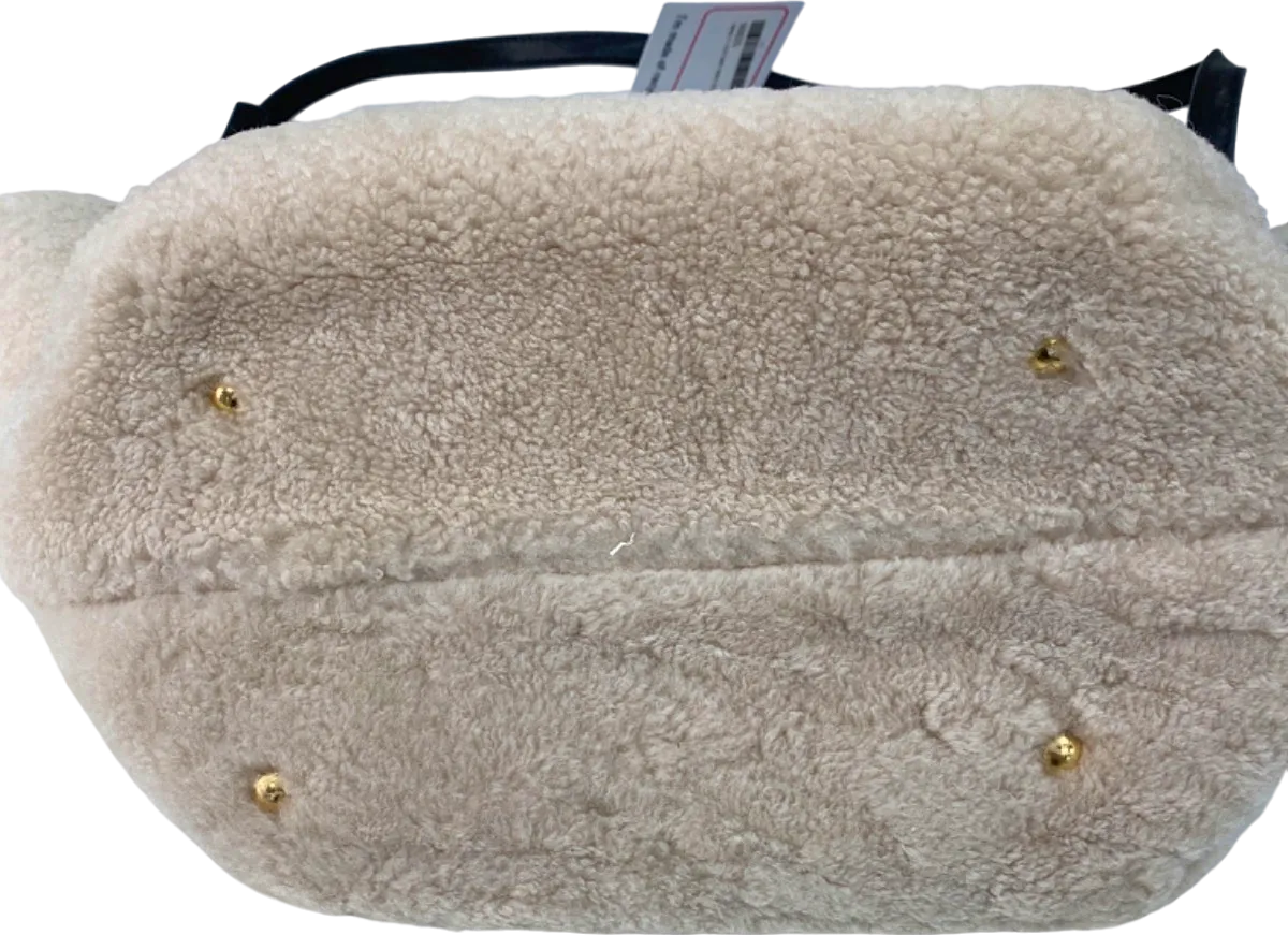 DeMellier Beige Shearling Tote Bag