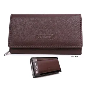 Designer inspired Genuine Leather brown zipper Pockets woman Wallet