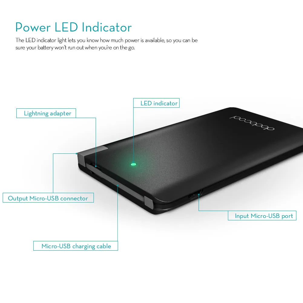 Dodocool MFi Certified Ultra Thin 2500mAh Portable Charger and power bank