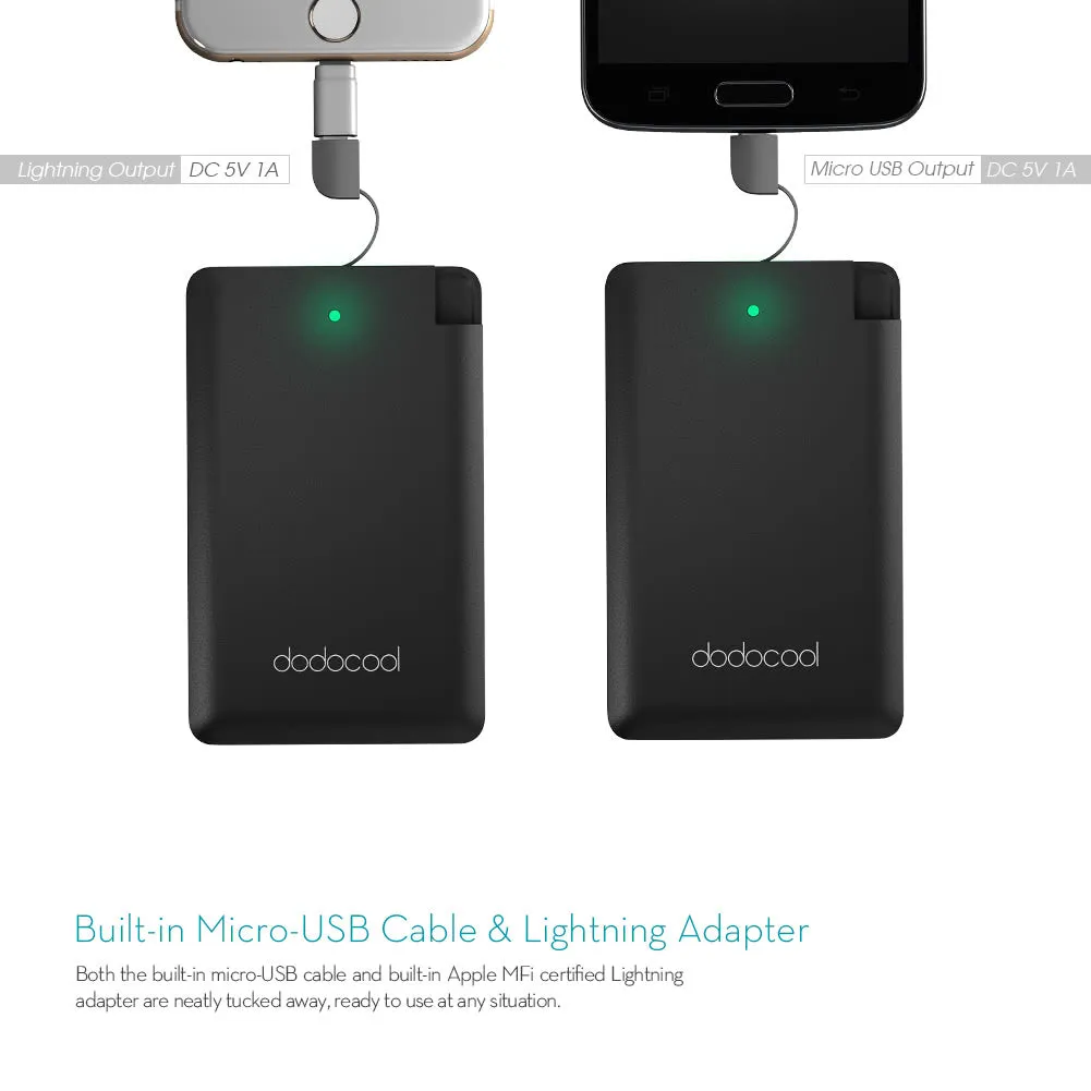 Dodocool MFi Certified Ultra Thin 2500mAh Portable Charger and power bank
