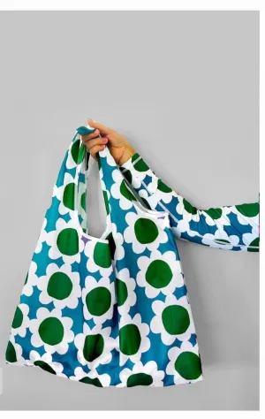 Doops blue daisy print compact shopping bag