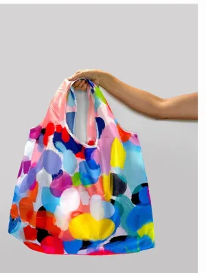 Doops colourful painterly-like unique print compact shopping bag
