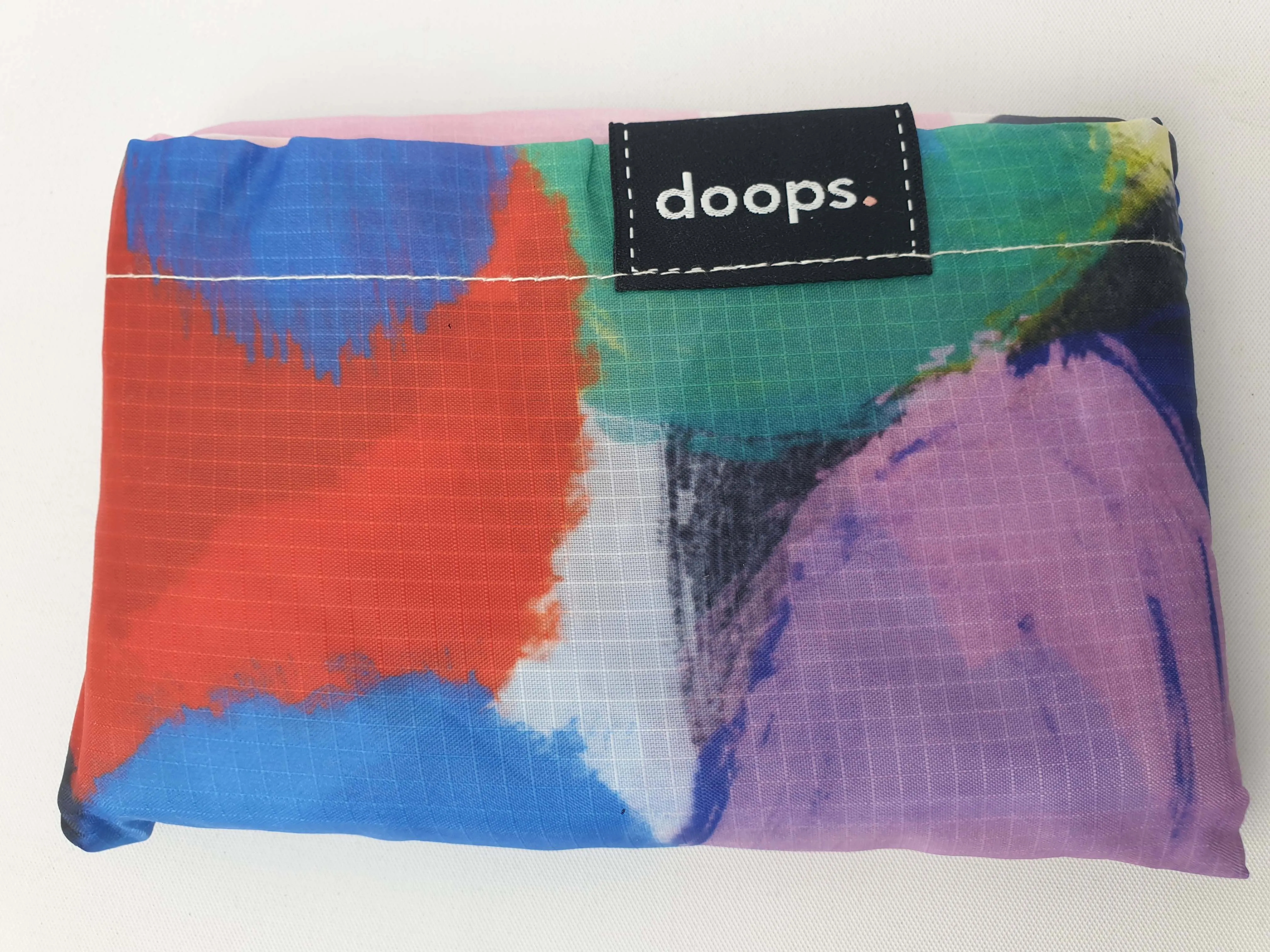 Doops colourful painterly-like unique print compact shopping bag