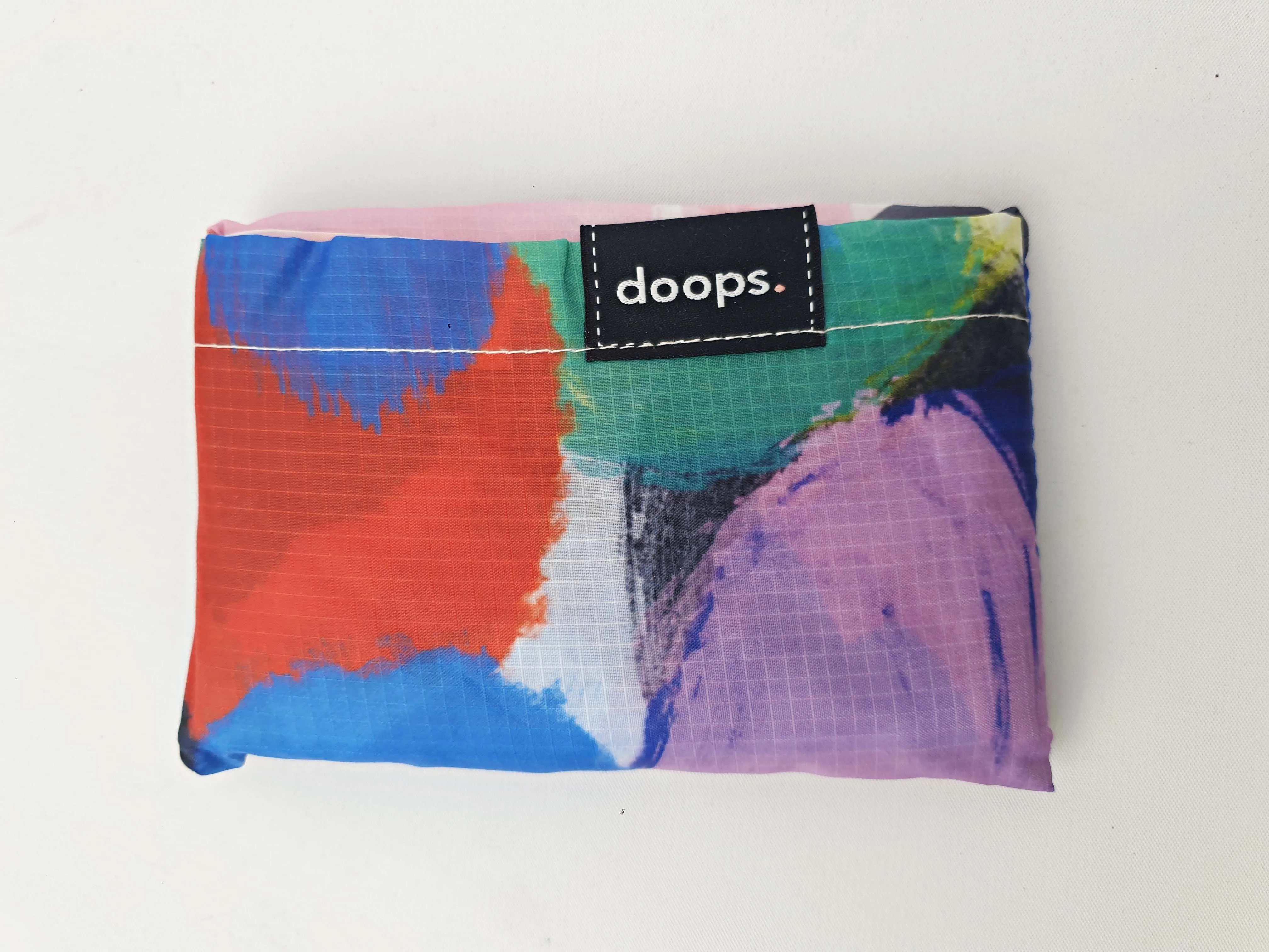 Doops colourful painterly-like unique print compact shopping bag